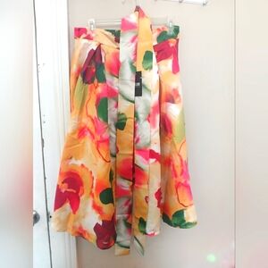 STYLEWE Multicolor Satin Floral Skirt